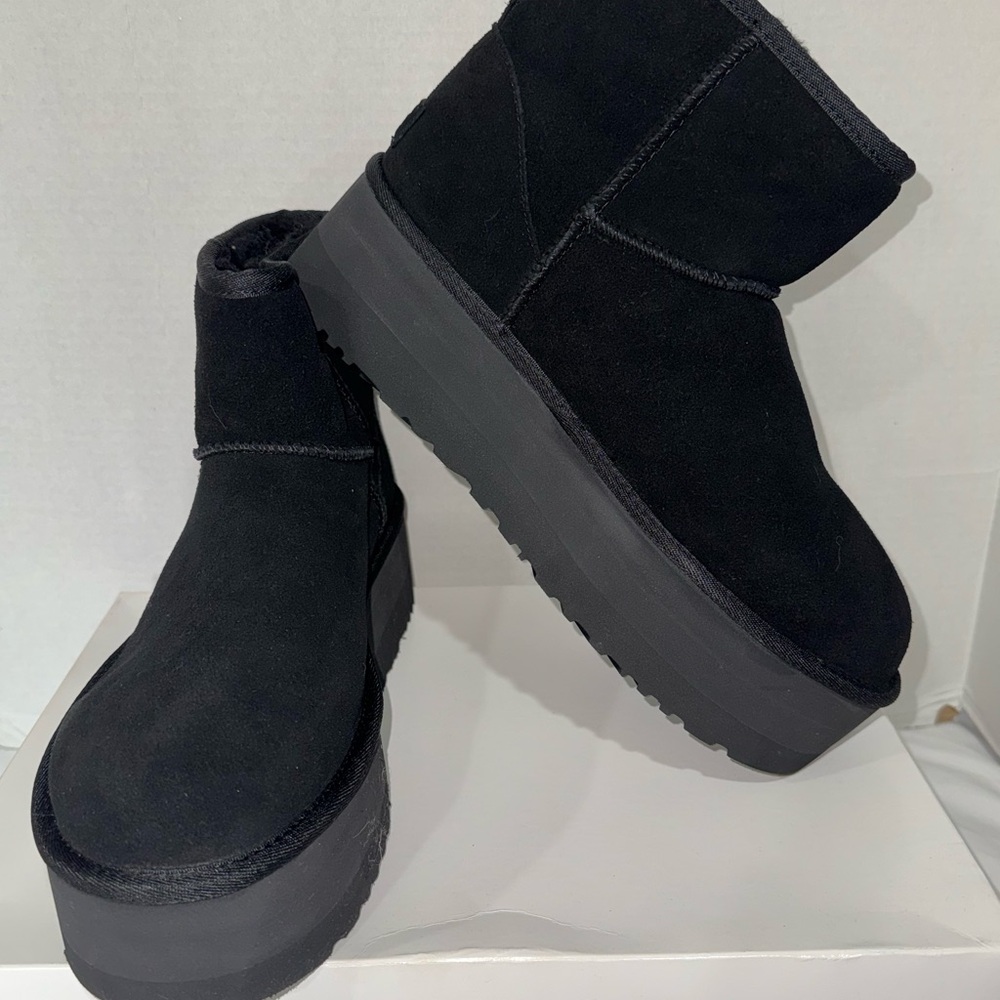 UGG Black Suede Platform Boots